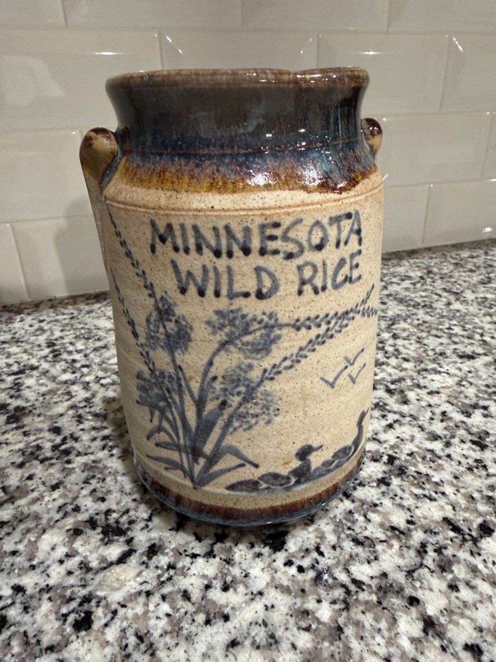 Minnesota Wild Rice Stoneware Crock Jar